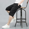 thumbnail image 3 of Men's 3/4 Cargo Shorts Knee Length Elastic Waist Shorts Long Capri Below the Knee Big and Tall Cargo Shorts with Multi-Pockets Casual Hiking Relaxed Fit Hiking Half Pants,Black 3XL, 3 of 4