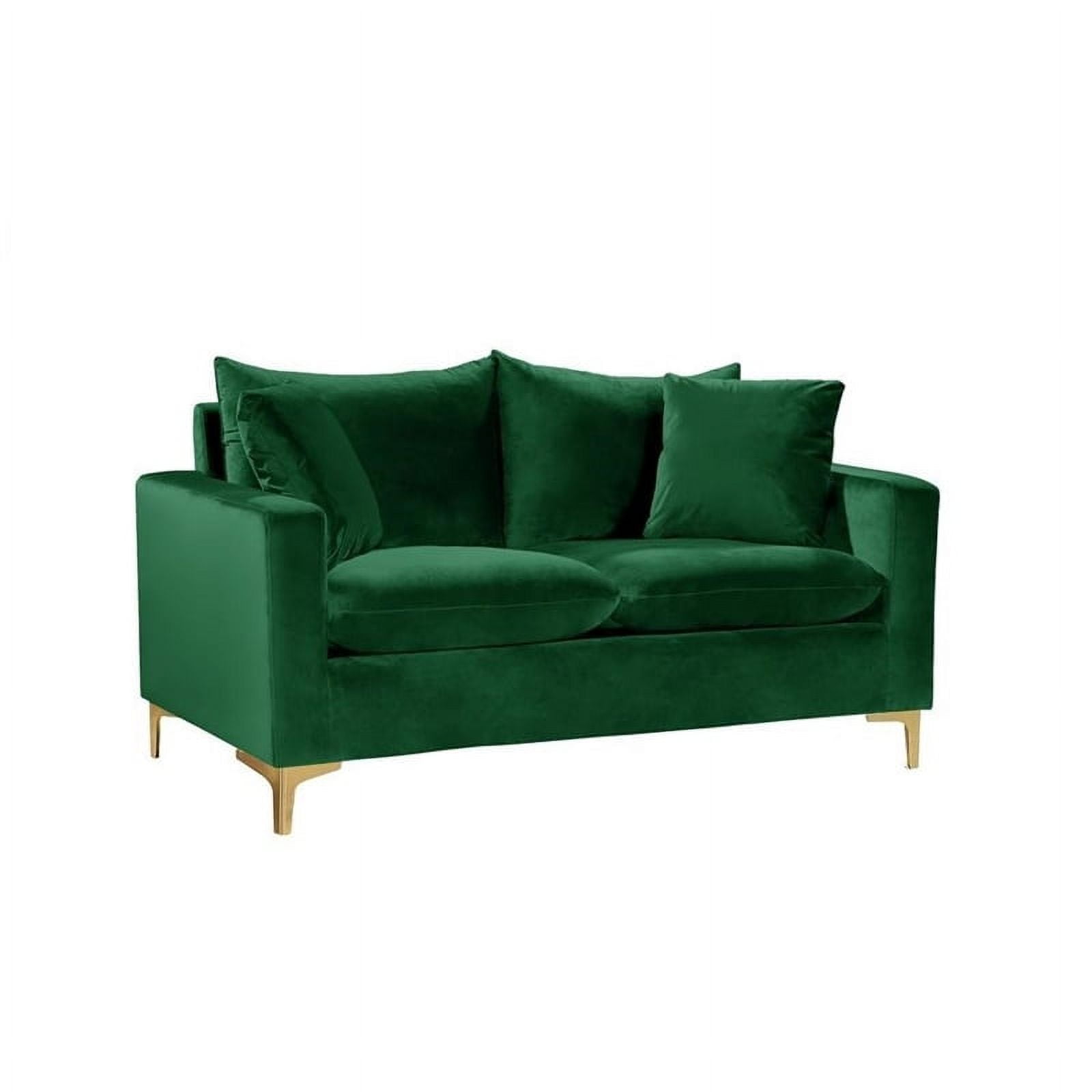 Meridian Furniture Naomi Contemporary Velvet Loveseat in Green