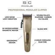 Stylecraft Rogue Professional 9V Microchipped Magnetic Motor Cordless Hair Clipper, 5 Guards, Matte Gunmetal
