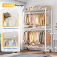 thumbnail image 6 of Heavy Duty Clothes Rack, 81" H Clothing Racks for Hanging Clothes, Portable Closet with Wheels and Adjustable Feet, Max Load 440LBS, White, 6 of 7