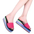 thumbnail image 5 of Slippers for Women,Ladies Shoes Summer Fashion Beach Sandals Nesh Elastic Band Wedge Sandals,Womens Slippers,Hot Pink,6.5, 5 of 9