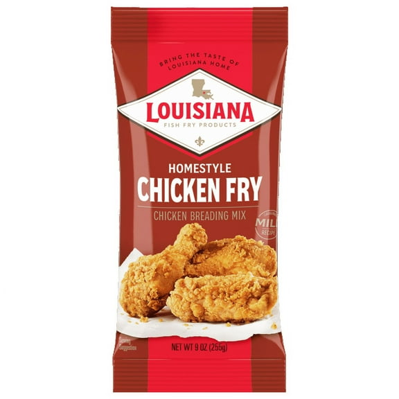 Louisiana Fish Fry Products Mild Homestyle Chicken Fry Coating Powder Mix, Crispy Texture, Dry Mix, 9 oz Bag