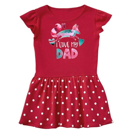 

Inktastic I Love My Dad Pink and Blue Fox with Hearts Gift Baby Girl Dress