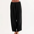 thumbnail image 2 of Brglopf Womens Baggy Wide Leg Pants Cotton Linen Elastic Waisted Loose Palazzo Harem Pants Beach Lounge Trousers with Pockets, 2 of 9