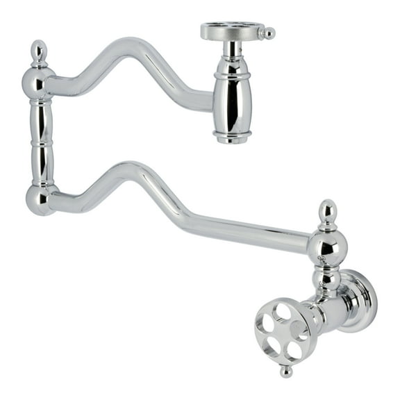 Kingston Brass KS2101RKZ Wendell Wall Mount Pot Filler Faucet with Knurled Handle, Polished Chrome
