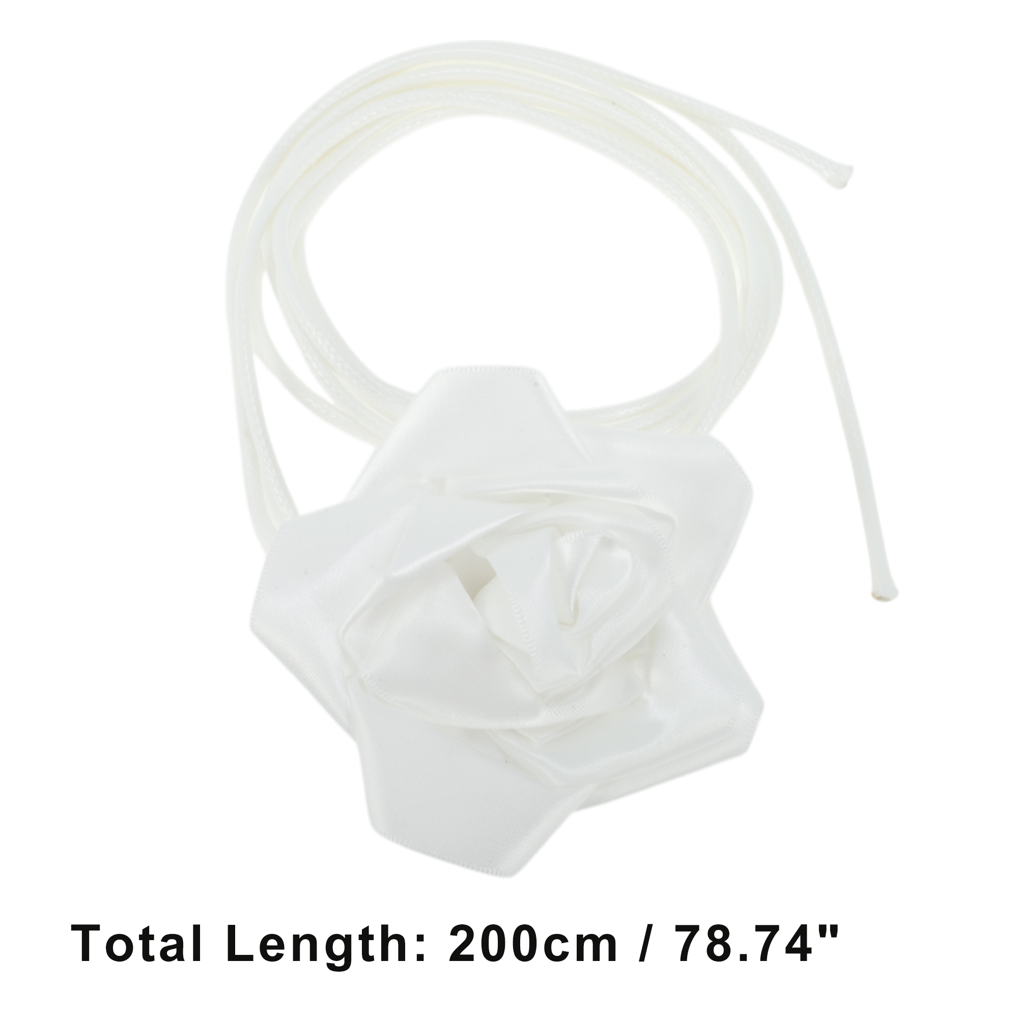 Unique Bargains Satin Rose Flower Adjustable Waist Belt White