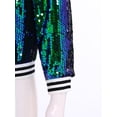thumbnail image 6 of SiiRoh Girls Shiny Sequin Bomber Jacket Long Sleeve Zip Up Coat Sparkly Club Party Outerwear Tops Green 10, 6 of 7