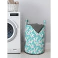 thumbnail image 3 of Spring Laundry Bag, Pastel Pattern Abstract Snowdrop Flowers and Leaves, Hamper Basket with Handles Drawstring Closure for Laundromats, 13" x 19", Mint Green Pale Sky Blue, by Ambesonne, 3 of 4