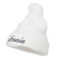 thumbnail image 2 of California Embroidered Pom Cuff Beanie - White OSFM, 2 of 5