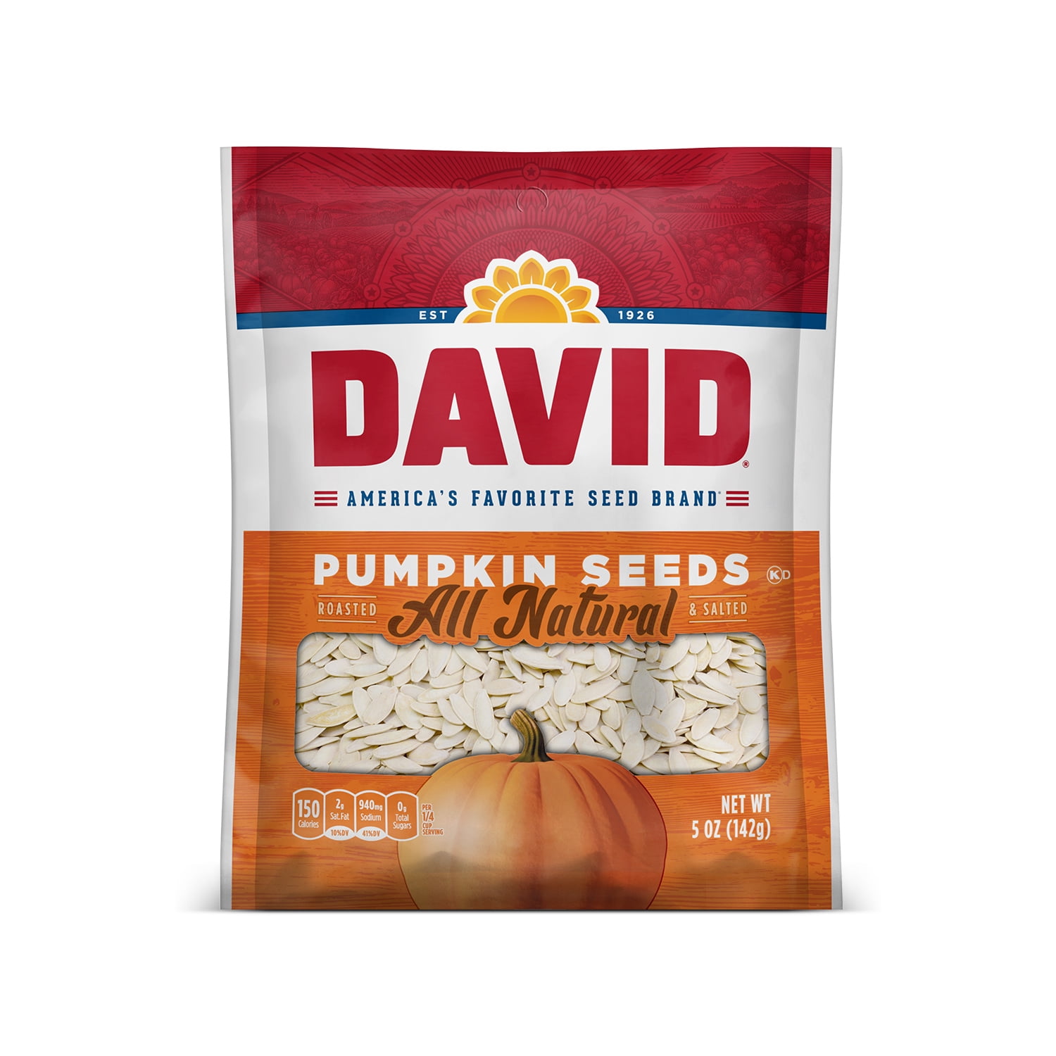 DAVID Roasted and Salted Pumpkin Seeds, 5 oz