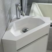 Wonline 16 Corner Bathroom Vanity Floating Style Wall Mount Bathroom Vanity with Sink and Faucet for Small Bathroom Combo, White