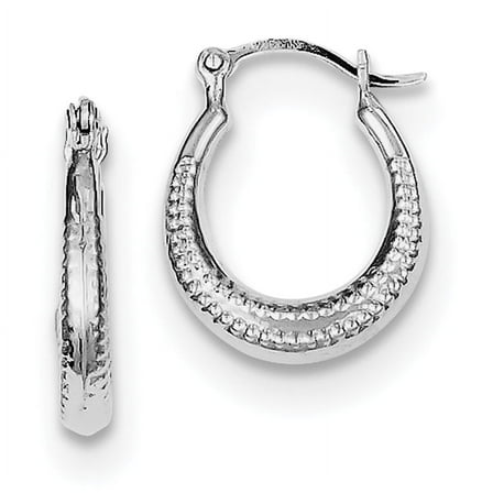 Primal Silver Sterling Silver Rhodium-plated Textured Hollow Hoop Earrings
