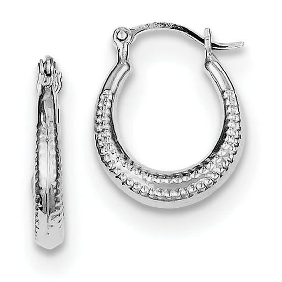 Primal Silver Sterling Silver Rhodium-plated Textured Hollow Hoop Earrings