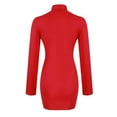 thumbnail image 4 of Bodycon Dresses for Women Long Sleeve Dress Casual Crew Neck Slim Fitted Fleece Midi Dresses Red, 4 of 9