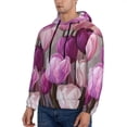 thumbnail image 3 of Honeii Purple And Pink Tulip Bouquet Pattern Mens Hoodies Men's Loose Sleeve Sweatshirt,Pullover Hooded Sweatshirt for Men,Essentials Hoodie-Small, 3 of 7