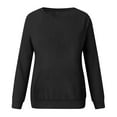 thumbnail image 5 of Crewneck Sweatshirts Women No Hood Pullover Sweatshirt with Pockets Comfort Casual Long Sleeve Crew Neck Solid Tops Black S, 5 of 7