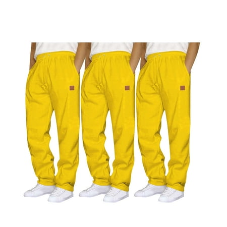 3PC High Waist Cargo Pants For Men Elastic Waist Drawstring Sweatpants For Men Straight Active Pockets Trouser