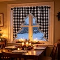 thumbnail image 6 of Yyuenw Christmas Tree Swag Valances,Snow Views Buffalo Plaid Light Filtering Curtains,Tassel Rod Pocket Farmhouse Kitchen Window Treatment 39x24, 6 of 6