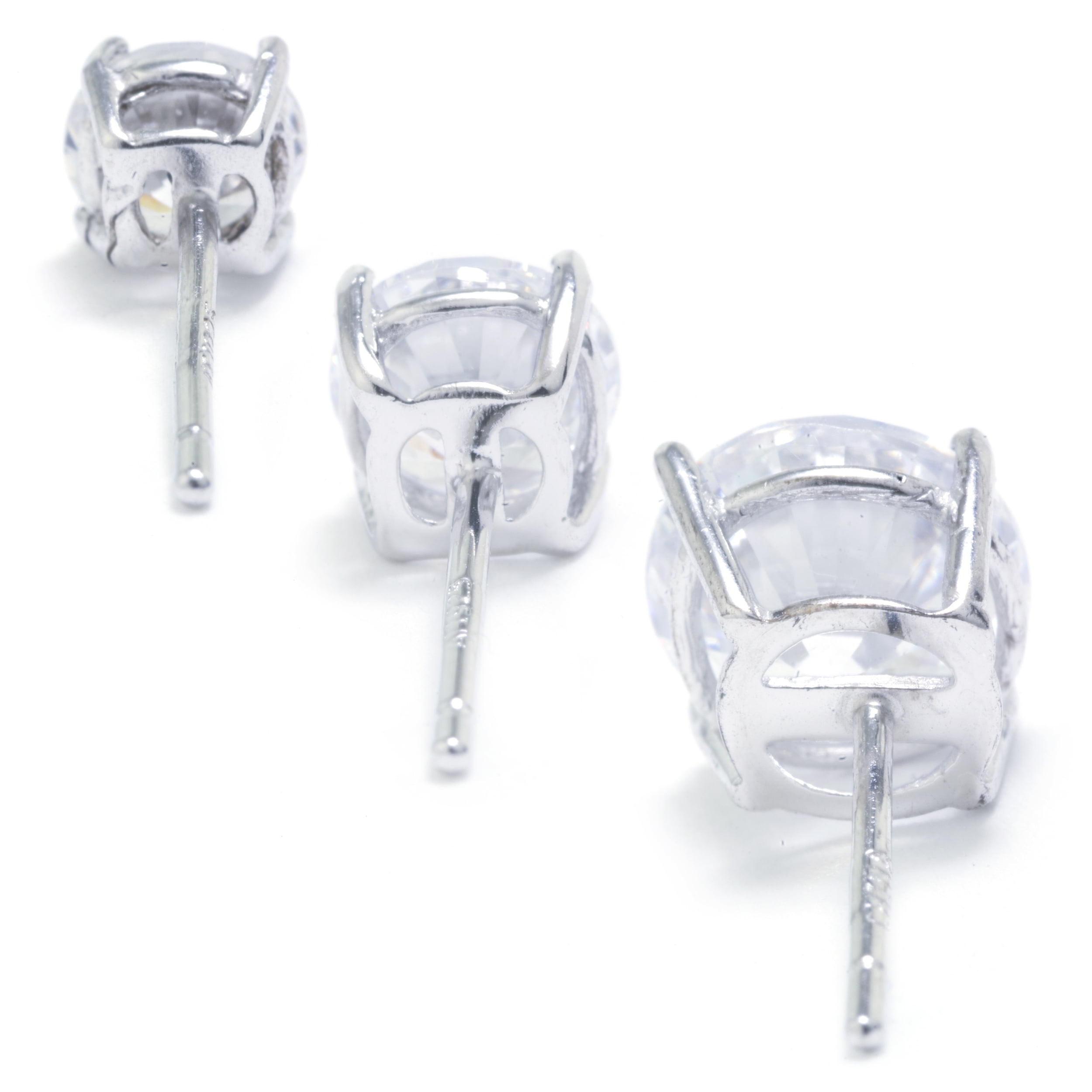 Marisol & Poppy Cubic Zirconia Trio Stud Earrings Set in Sterling Silver for Women & Teens