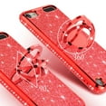 thumbnail image 4 of Compatible for Apple iPod Touch 6 Case, iPod Touch 5 Case, SOGA Cute Girl/Women Rhinestone Bumper Sparkling Glitter Bling Diamond Phone Cover with Magnetic Ring Stand - Red, 4 of 6