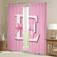 thumbnail image 2 of Erosebridal Monogrammed E Curtains Pack of 2 (38x45), Initial Letter 30%-50% Black Out Curtains, Pink Bow Curtains for Living Room, Window Curtains Bedroom Decor, 2 of 6