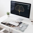 thumbnail image 4 of Large Pad Desk Mat With Leaf Print For Home Gaming And Study 400x900mm Rubber Keyboard Pad Home & Pad Nice Edge Thick Desk Mat Laptop Computer Desk Wrist Support Gel Cool Desk Stuff under 10 Drop Desk, 4 of 4