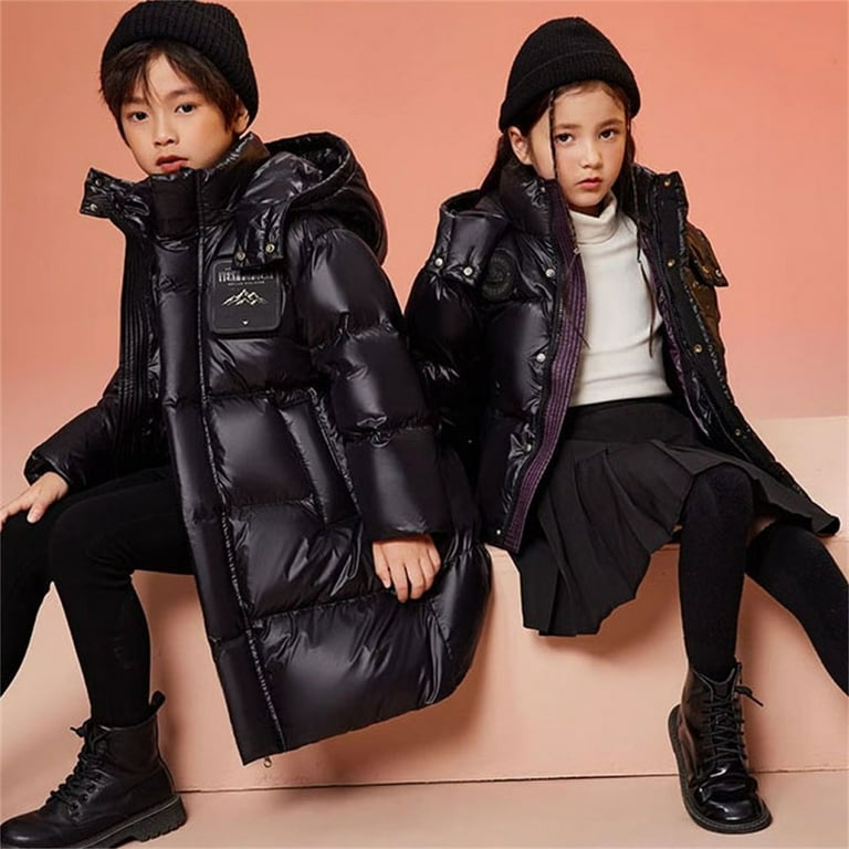 Otqutp Toddler Warm Winter Coat Fashion Kids Coat Boys Girls Thick Coat Padded Winter Jacket Long Sleeve Outerwear Kids School Coat Black 9 10 Years Walmart