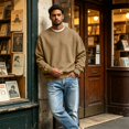 thumbnail image 4 of Men's Casual Sweatshirt Cotton Long Sleeve Crewneck Sweatshirts Fashion Lightweight Solid Workout Gym Pullover Khaki XXXL, 4 of 5