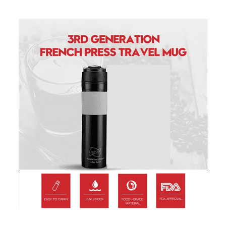 

Coffee Maker French Press Travel Coffee Mug Portable Tea and Coffee Maker Bottle Hot and Cold Coffee Brewer