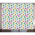 thumbnail image 1 of Geometric Curtains 2 Panels Set, Vintage Contrast Toned Triangles with Dots and Spouts 80s Avant Garde Art Deco, Window Drapes for Living Room Bedroom, 108W X 108L Inches, Multicolor, by Ambesonne, 1 of 3