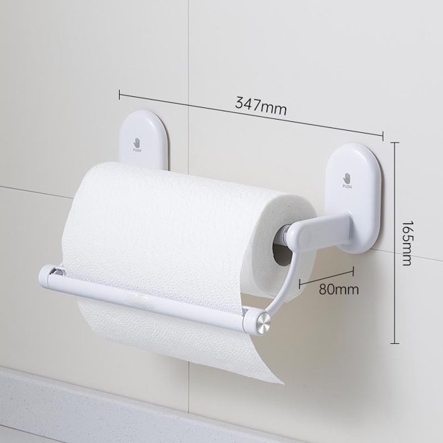 Portador de Toalla de Papel de Cocina Montado en la Pared Del Soporte de Tejido de la Copa de Succión, sin Necesidad de Perforación, Puede Ser Desgarrado con una Mano, Puede Almacenar Película Y Lámin