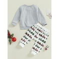 thumbnail image 5 of Baby Toddler Boy Christmas Outfit 0 6 12 18 24 Months 2T 3T Letter Print Long Sleeve Sweatshirt and Tractor Print Pants 2 Piece Clothes, 5 of 9