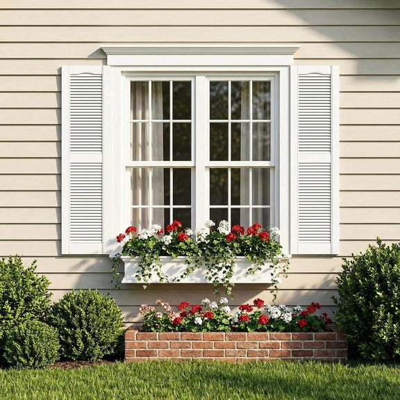Resenkos Decorative Faux Shutters, Sturdy, Hassle-Free Design for Indoor & Outdoor Use, 14"x43", White
