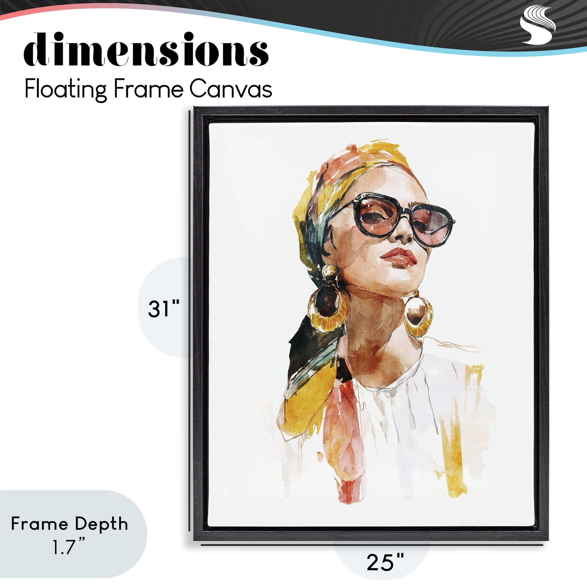 Stupell Industries Stylish Woman with Headwrap Black Framed Floater Canvas Wall Art, design by Svetlana Aleynikova
