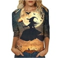 thumbnail image 2 of VKOYWKM Halloween T Shirts Women 3/4 Length Sleeve Womens Tops Fall Crew Neck Loose Witch Graphic T Shirts Halloween Costume, 2 of 5