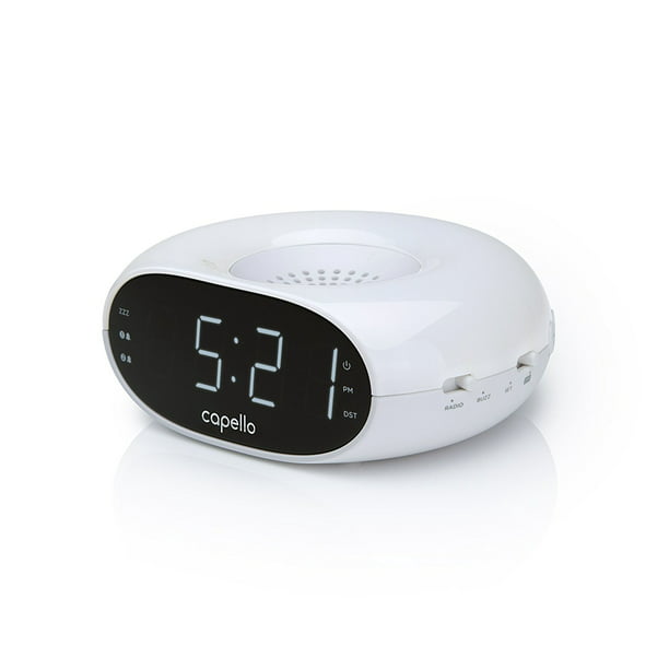 Capello Radio Alarm Clock with Display Dimmer Control _ White CR10W
