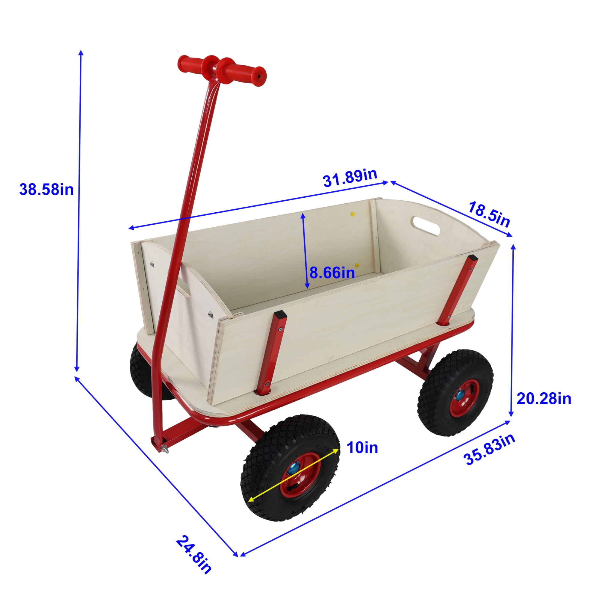 Jopath Outdoor carriage Wooden carriage + four-wheel design, Load-bearing capacity: 260LBS,Children's outdoor stroller, bringing joy to childhood outdoors