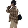 thumbnail image 4 of Seyurigaoka Women's Shacket Button Down Plaid Jacket, Long Sleeve Chest Pocket Shirt Coat, 4 of 6