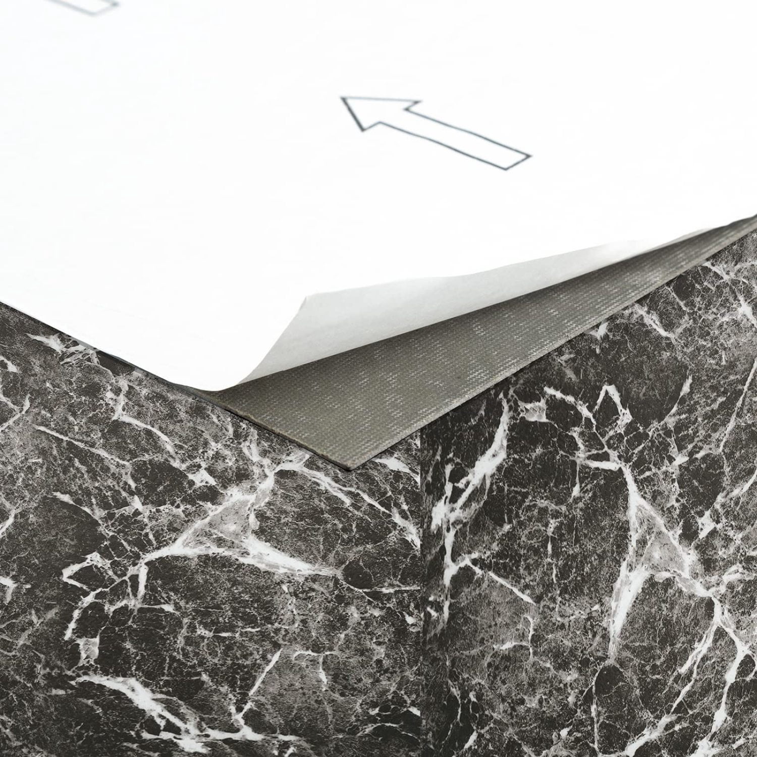 Charcoal Marble Black Vinyl Floor Tiles Self Stick Peel Flooring 12" x 12", 1-Pack (20 Pieces)