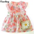 thumbnail image 2 of 2026 Infant Baby Girl Sundress Mint Leaf Collar Sleeveless Floral Printed Dress with Cute Bag Infant Summer Outfit Holiday Daily Wear, 2 of 5