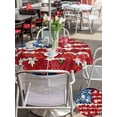 thumbnail image 5 of Outdoor Tablecloth with Umbrella Hole for Patio/Picnic/Party/Camping, 4th of July Floral Waterproof Table Cloth Round Cover Washable, Country Blue Red Poppy American Flag (Dia 54"), 5 of 8