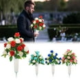 thumbnail image 1 of 1 Set Cemetery Memorial Artificial Flower Rose Bouquet With Vase Sympathy Decor, 1 of 9