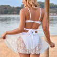 thumbnail image 2 of Traje de baño de mujer 2 piezas correa ajustable push up inalámbrico color puro traje de baño traje de baño bikini blanco S, 2 of 7