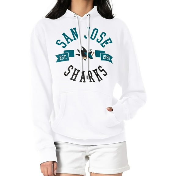 Women's G-III 4Her by Carl Banks White San Jose Sharks City Graphic Fleece Pullover Hoodie