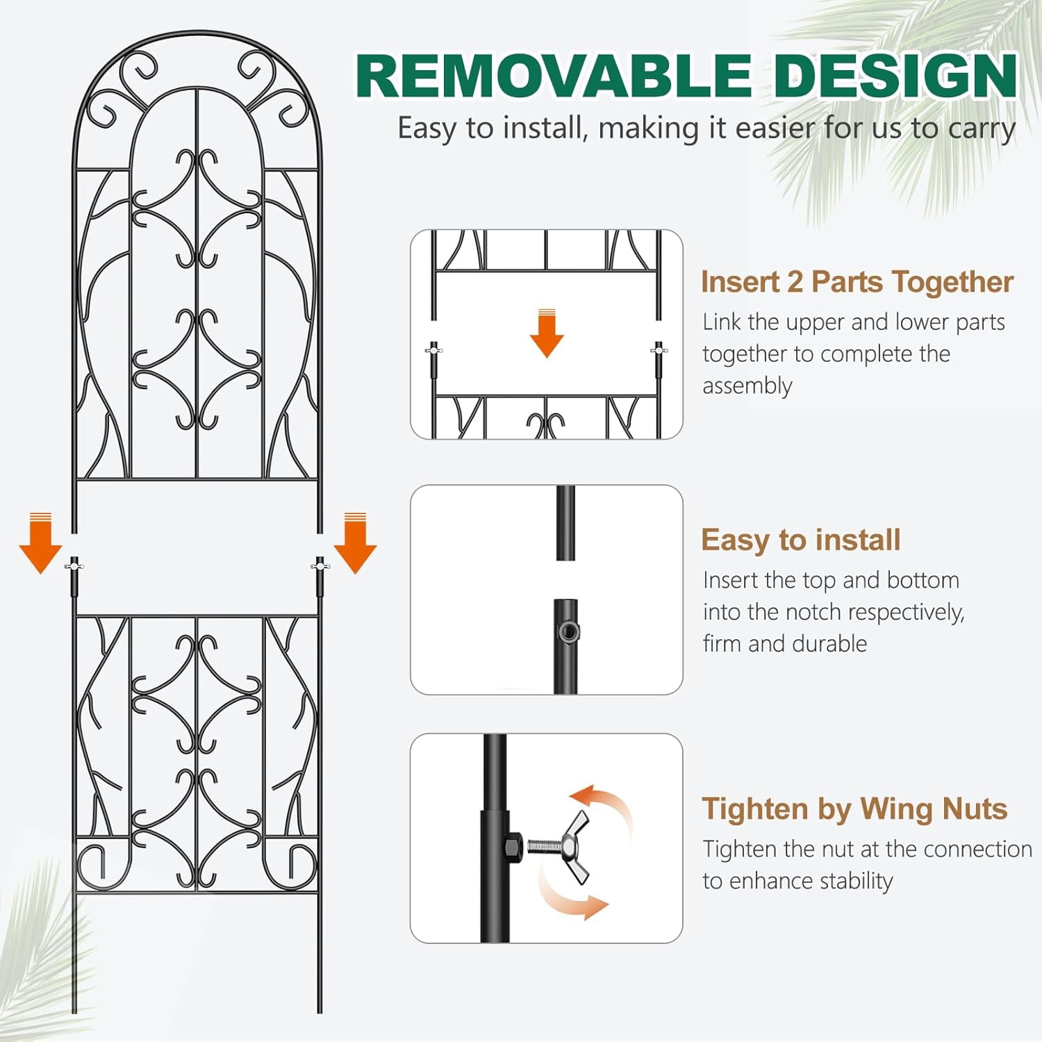 Slsy 4 Pack Metal Garden Trellis for Cllimbing Plants Outdoor, Flowers Tomato Cucumber Rose Vines Vegetable, Metal Coated Rustproof Garden Trellis for Patio, 60" x 16"