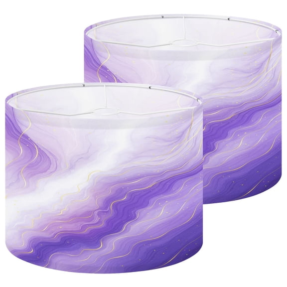 Lampshades 2 Pack Purple lavender liquid watercolor golden lines Pastel violet marble 13"x13"x10" Light Shade for Table Lamps Floor Lamps Drum Lamp Shades Lampshade Replacement Easy Assembly