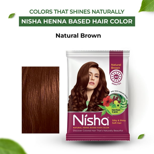 Nisha Pack 10 Natural Henna Based Permanent Brown Hair Color Dye