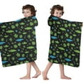 thumbnail image 4 of Black Cartoon Crocodiles Leaves Pattern Hooded Bath Towel，50"x30" for Ages 3 To 12 Kids, Quick Dry Lightweight Soft Microfiber Hood Beach Towel Cover Up for Kids, 4 of 7