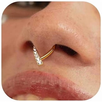 Septum Clicker  Acciaio Chirurgico, Oro, Finitura Lucida  Con Motivo Con Cuore E Cristallini