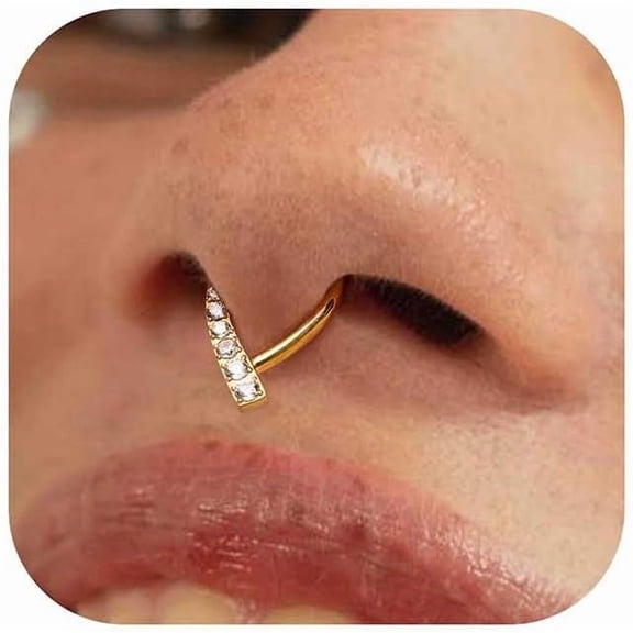 16G Septum Ring - 316L Surgical Steel Teardrop Nose Rings Hoops Clear CZ Nose Piercings Daith Piercing Jewelry Tragus Helix Rook Cartilage Earrings for Women 8mm